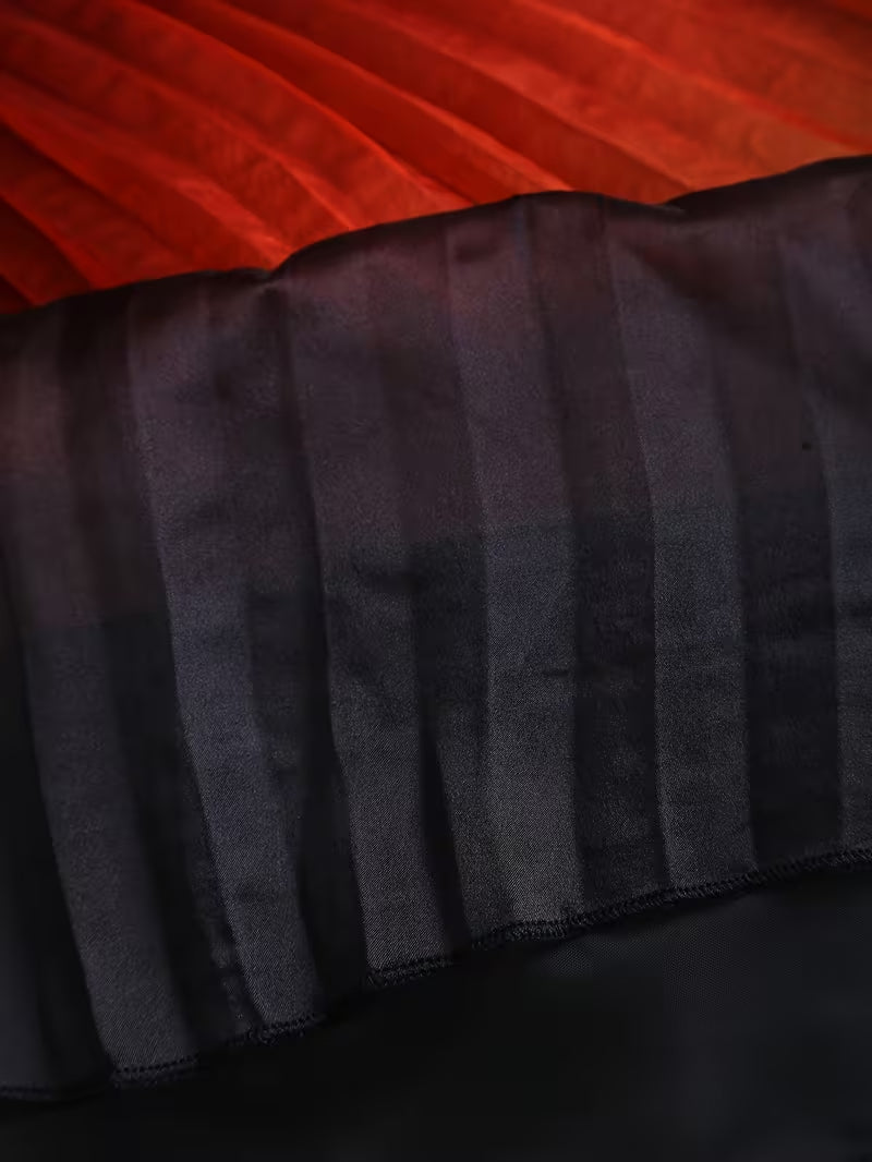 Stylish And Elegant Sleeveless Womens Pleated A-line Dress With A Gradient Hem