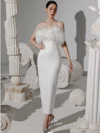Ivory Sheer Corset-Bodice Maxi Dress