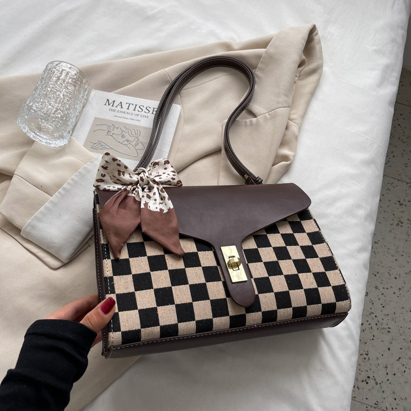 Large-capacity Women's Bag Fashion Plaid Single Shoulder