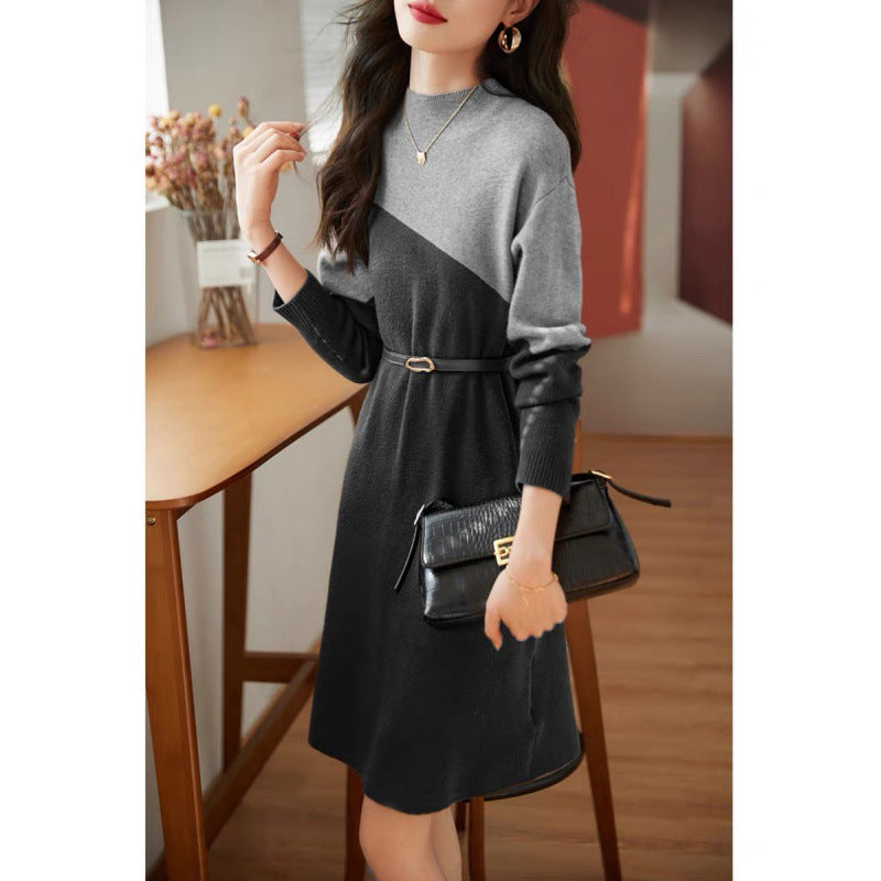 New Korean-style Fashionable, Minimalist Warm And Waist-cinching Dress