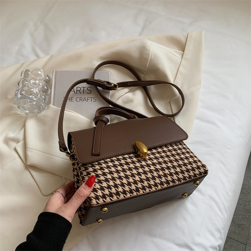 All-match Hit Color Niche Check Handbag Western Style Messenger Bag