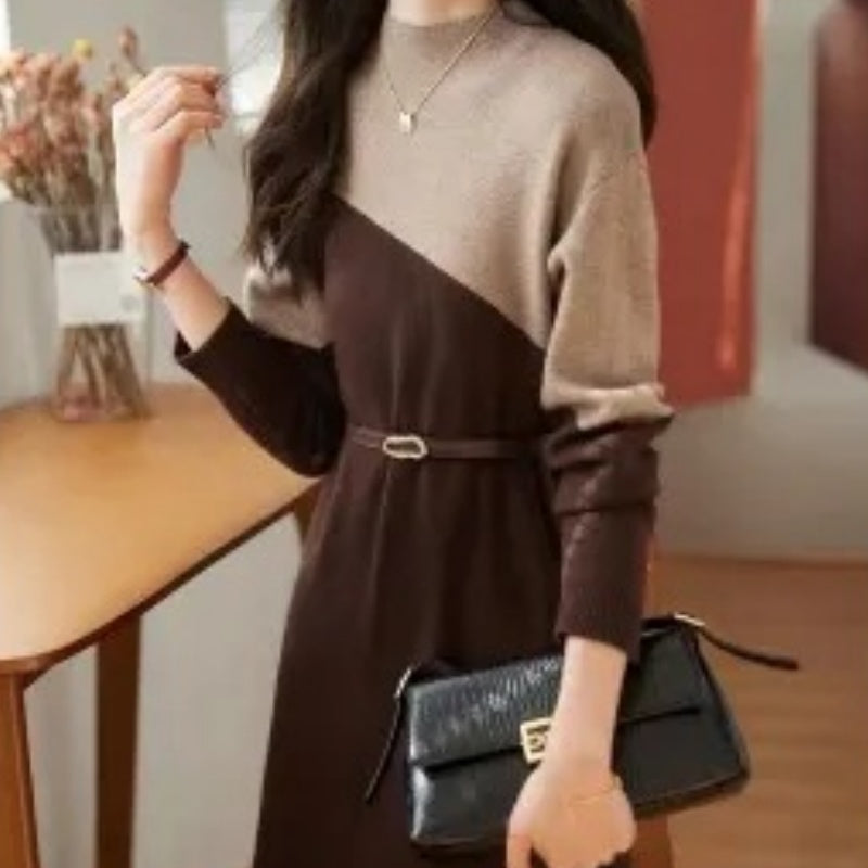 New Korean-style Fashionable, Minimalist Warm And Waist-cinching Dress