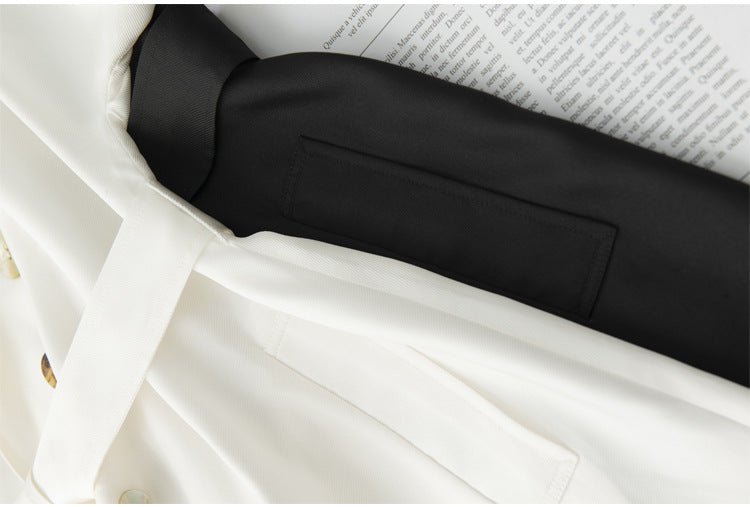 Women's Over-the-knee Mid-length Trench Coat With Silk Waist