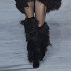 Black Feather-Trim Runway Statement Boots