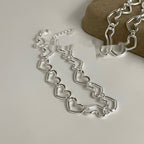 S925 Sterling Silver Heart Shape Intricately Crafted Bracelet Versatile Design