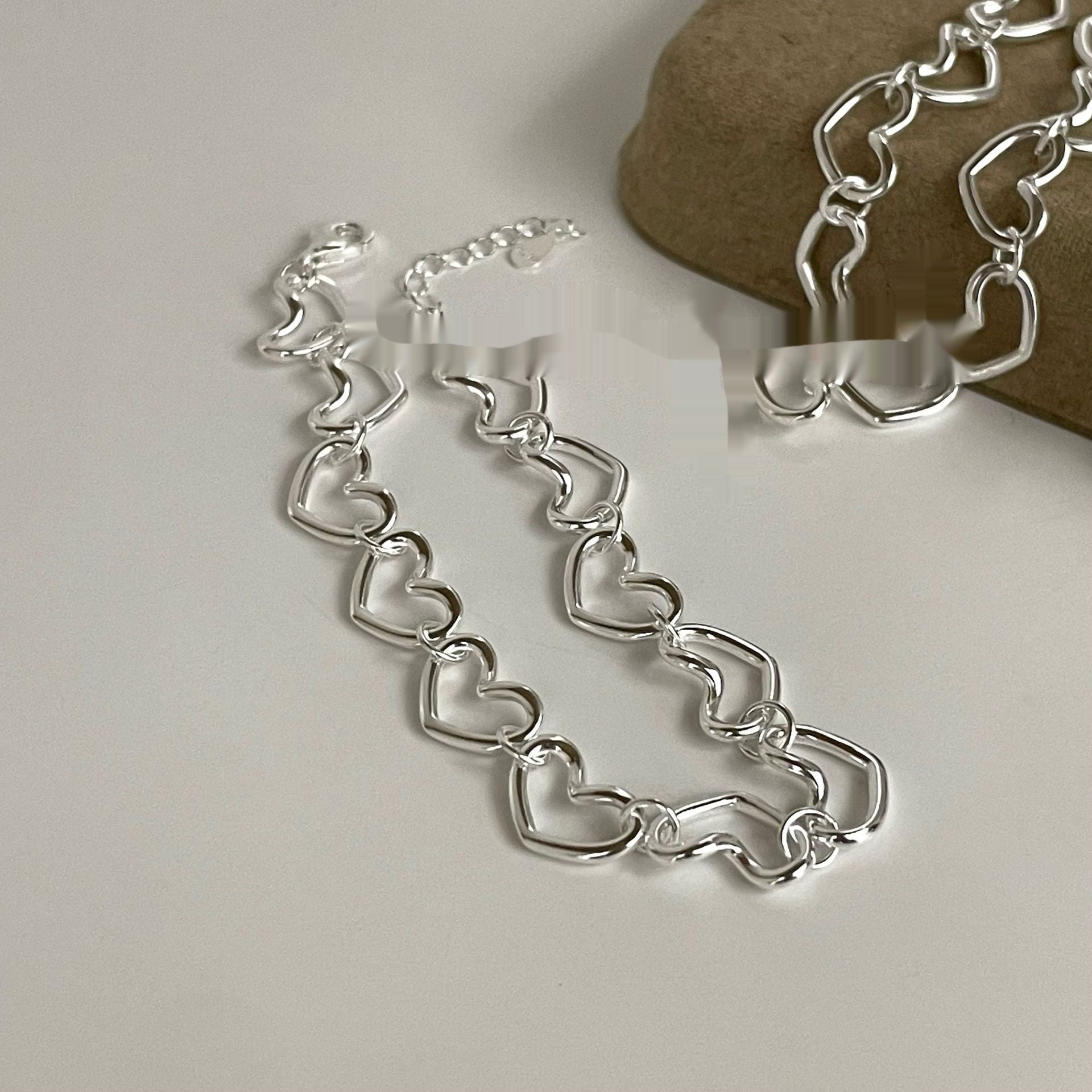 S925 Sterling Silver Heart Shape Intricately Crafted Bracelet Versatile Design