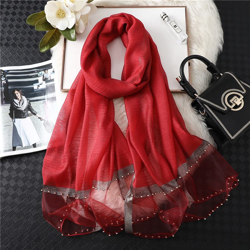 Women's Silk-wool Scarf Solid Color And Versatile