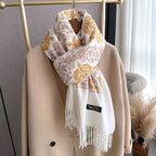 Ethnic Style Plant Totem Cashmere-like Embroidered Warm Scarf
