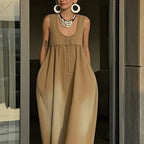 Bucket-style Washed Denim Vest Dress