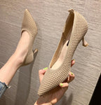 Pointed Toe High Heels Shallow Mouth Stiletto Net Red Shoes