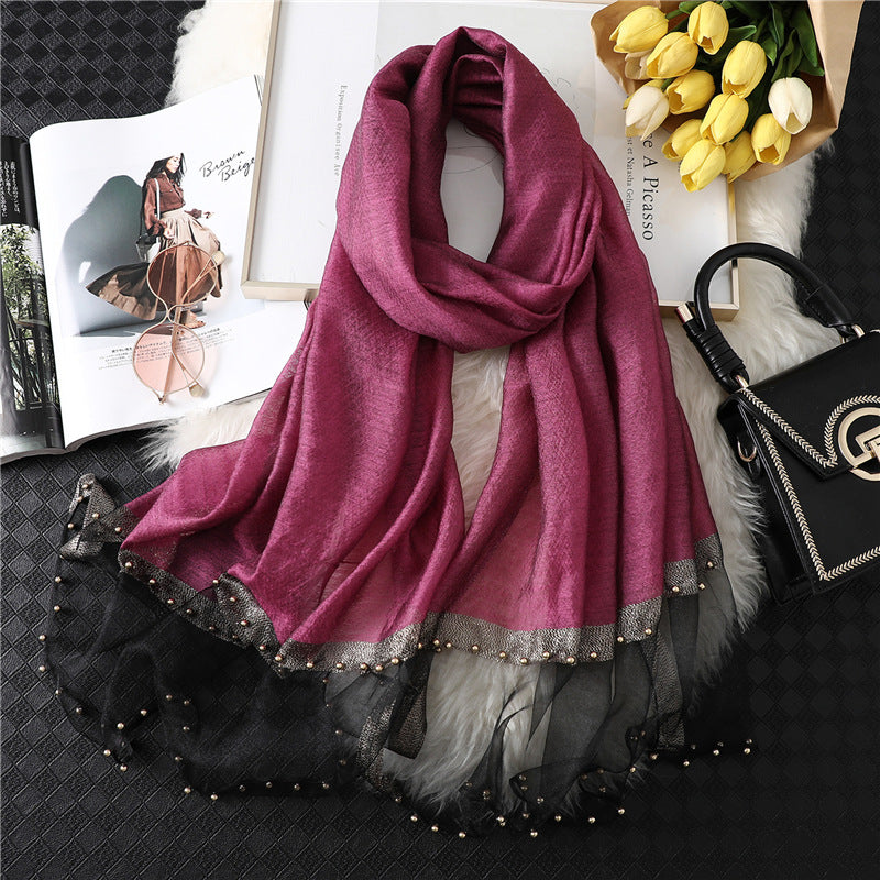 Women's Silk-wool Scarf Solid Color And Versatile