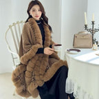 Solid-color Thickened Warm Womens Rabbit-fur Shawl