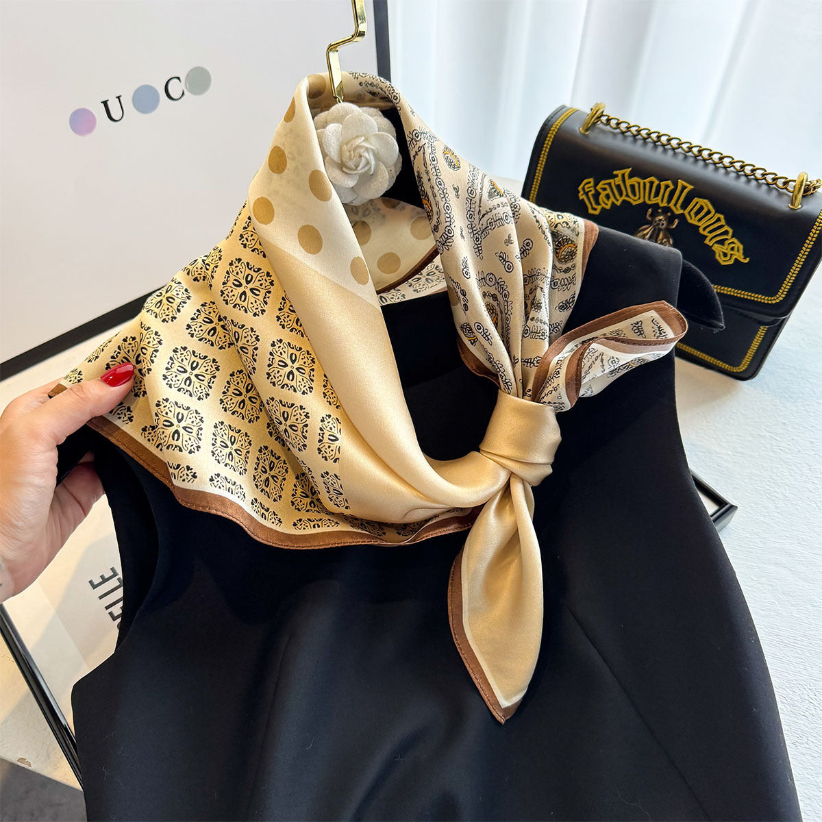 Polka Dot Cashew Color Matching Scarf Female Stylish Thin Sunscreen Scarf