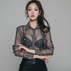 Mesh Transparent Sexy Shirt Ultra-thin Top