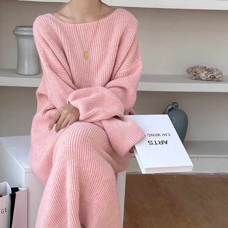 A Knee-length Knitted Sweater Dress