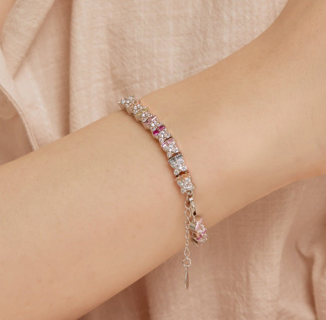 Sterling Silver Women's Bracelet With Colored Zircon