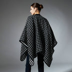 Black And White Buckle Loop Plaid Cross Shawl