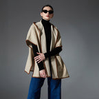 New Double-faced Woolen Goods Plaid Hooded Shawl