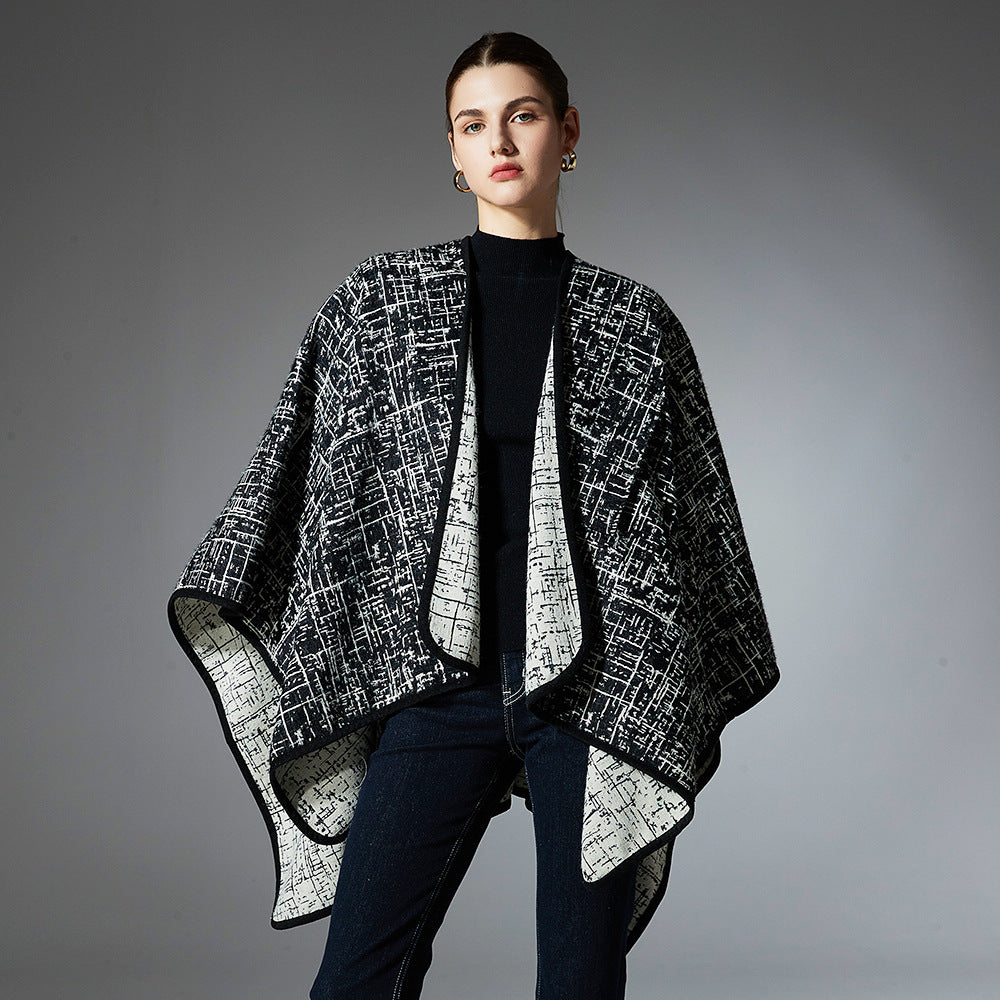 High-grade Plush Jacquard Buckle Shawl