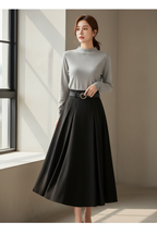 Black Skirt Gray Top