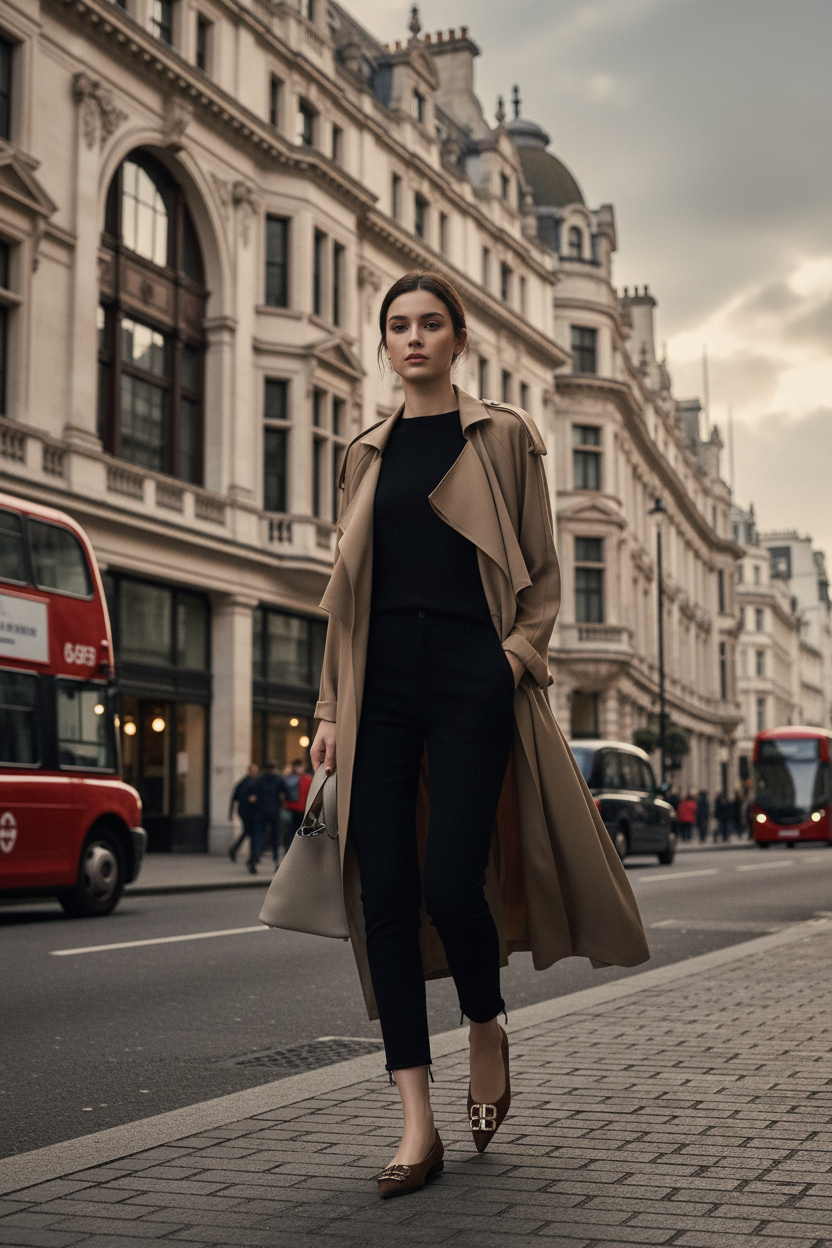 British trench coat in London street