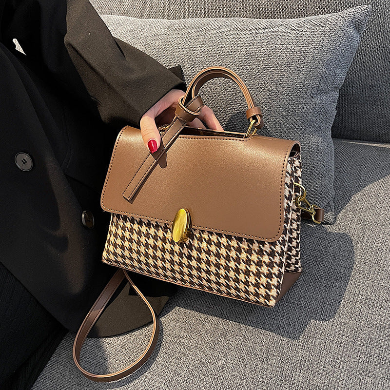 All-match Hit Color Niche Check Handbag Western Style Messenger Bag