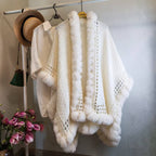 Solid-color Thickened Warm Womens Rabbit-fur Shawl