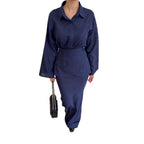 Elegant And Fashionable Three-piece Set Featuring A Collared Long Skirt