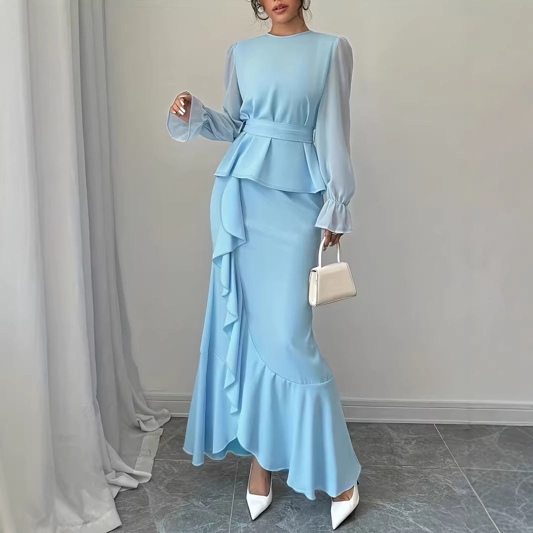 Fashionable Irregular Ruffle Hem Slip Dress