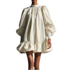 Forged Flared Sleeve Ruffle Short Dress