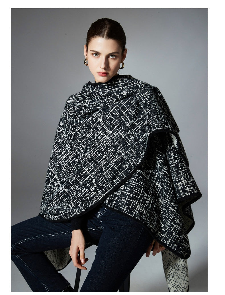 High-grade Plush Jacquard Buckle Shawl