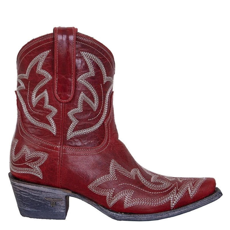 Embroidered Martin Boots - Plus Size Pointed-Toe Square Heel