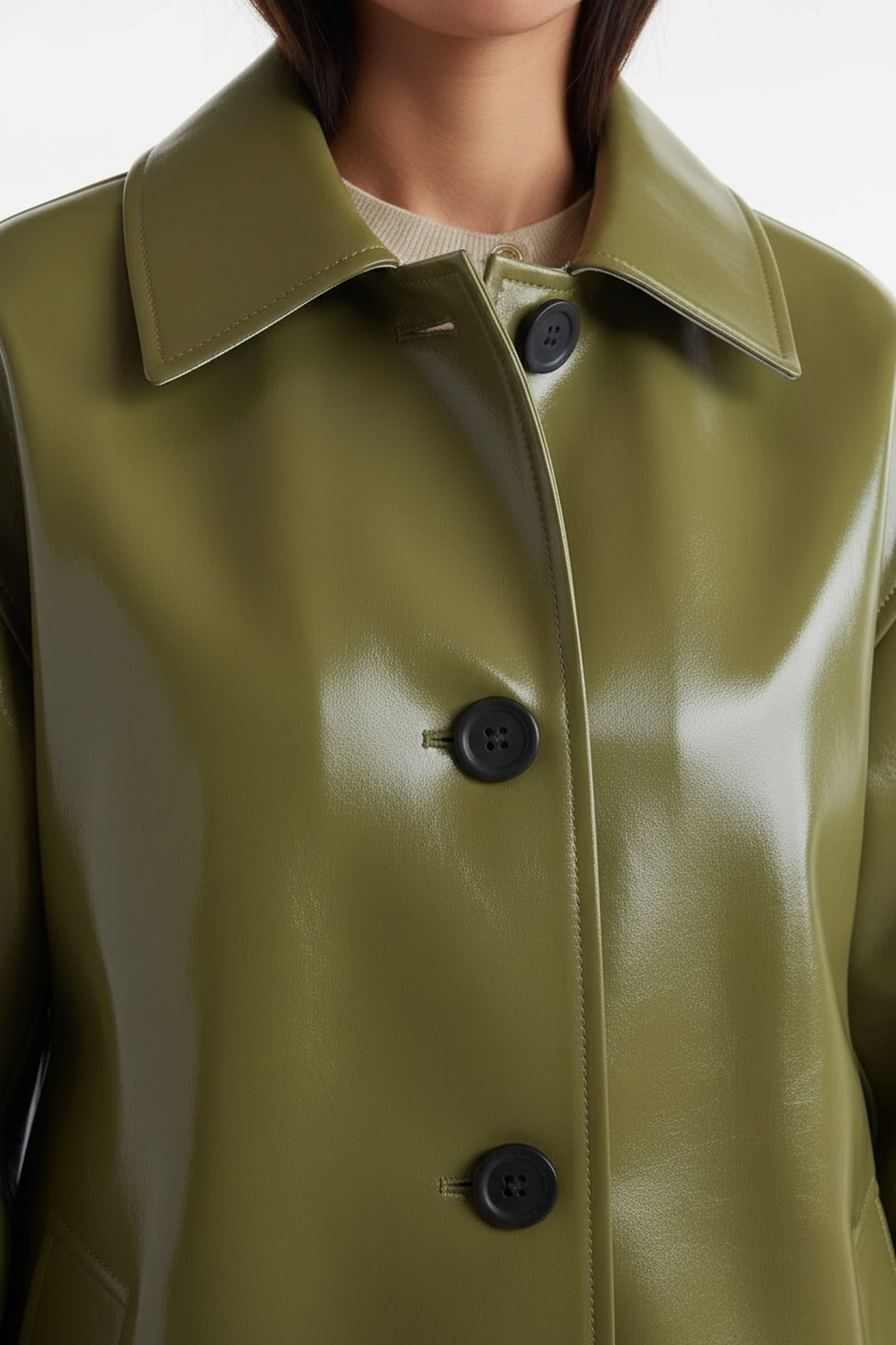 Close-up of lapel and button details