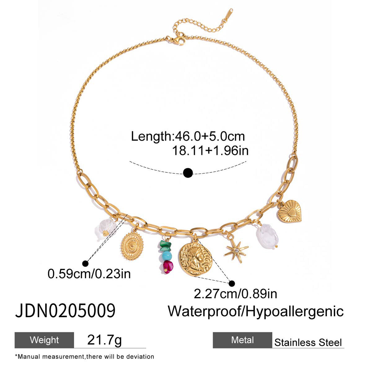 Romantic 18K Gold Stainless Steel Pearl-drip Cherry Pendant Stainless Steel Necklace