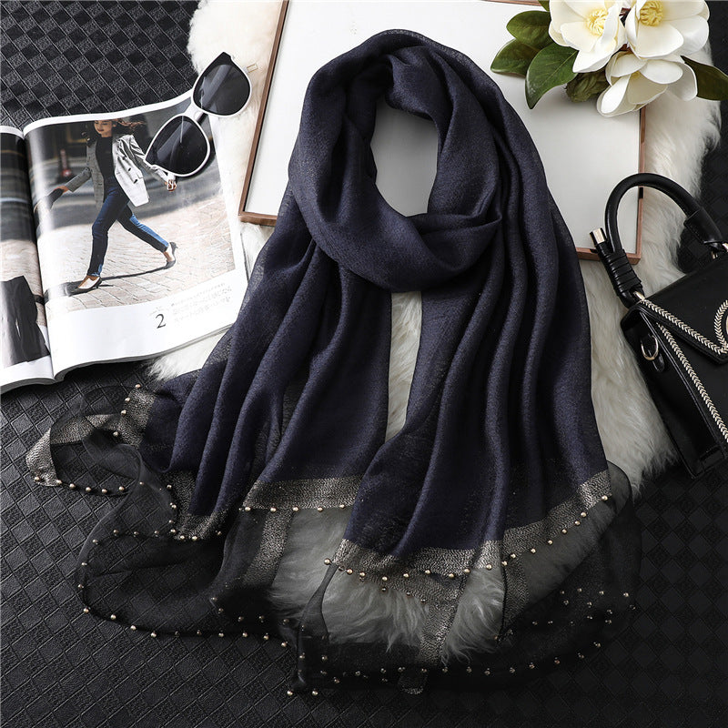 Women's Silk-wool Scarf Solid Color And Versatile
