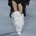 Black Feather-Trim Runway Statement Boots