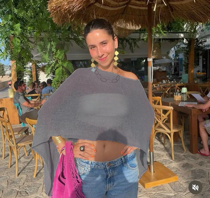 Irregular Cape And Shawl Sun Protection Shirt Women's Season Knitwear Top