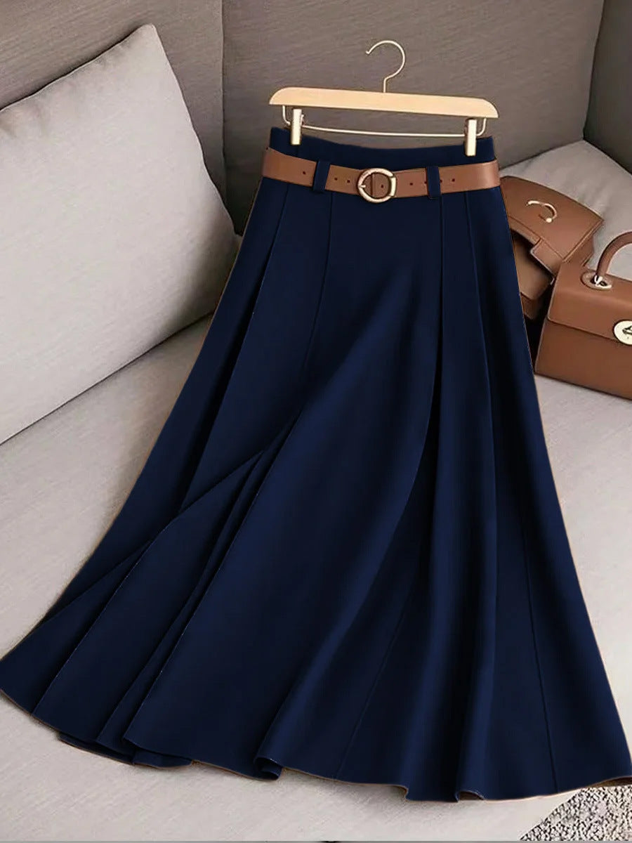 Women's Casual Pleated Midi Skirt