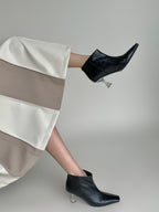 Stitching Pleated Skirt Women's PU Leather Autumn And Winter