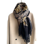 Ethnic Style Plant Totem Cashmere-like Embroidered Warm Scarf