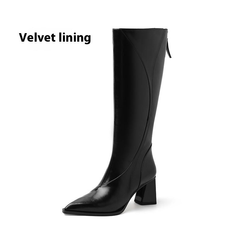 Retro Maillard Tube High Heel Riding Boots