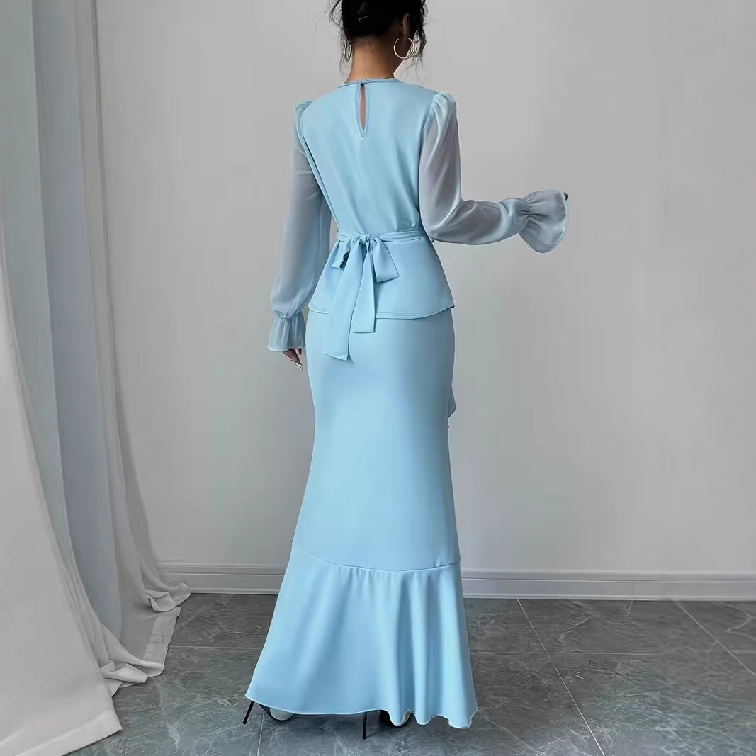 Fashionable Irregular Ruffle Hem Slip Dress