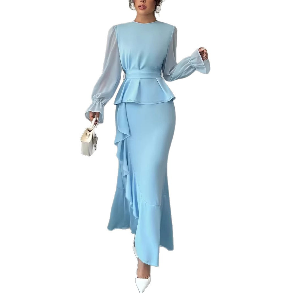 Fashionable Irregular Ruffle Hem Slip Dress