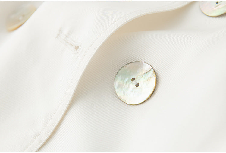 Women's Over-the-knee Mid-length Trench Coat With Silk Waist