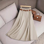 Women's Casual Pleated Midi Skirt