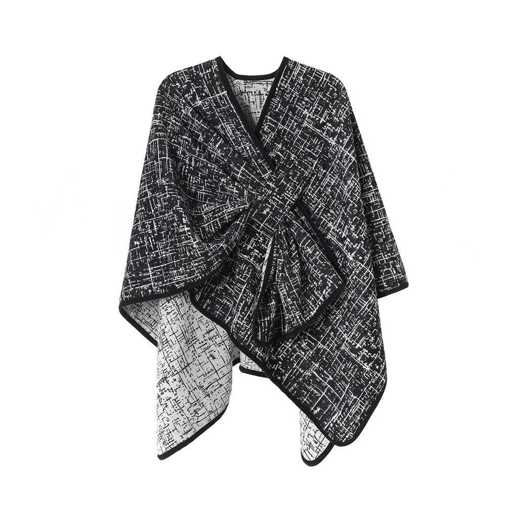 High-grade Plush Jacquard Buckle Shawl