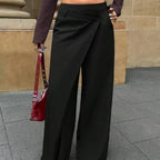 Womens Irregular Patchwork Straight-Leg Wide-Leg Pants