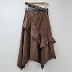 Personalized Hot Girl Style Irregular Deerskin Velvet Skirt