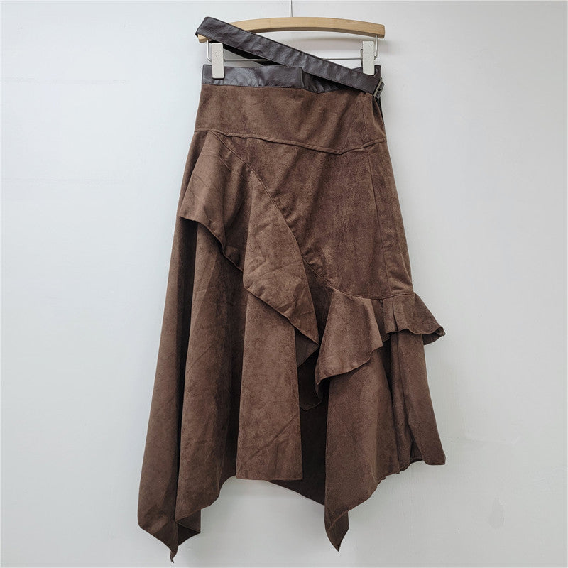 Personalized Hot Girl Style Irregular Deerskin Velvet Skirt