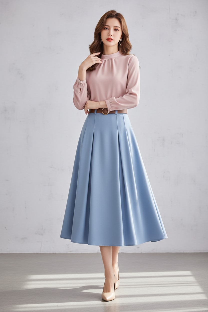 Exact Color Skirt Pink Top